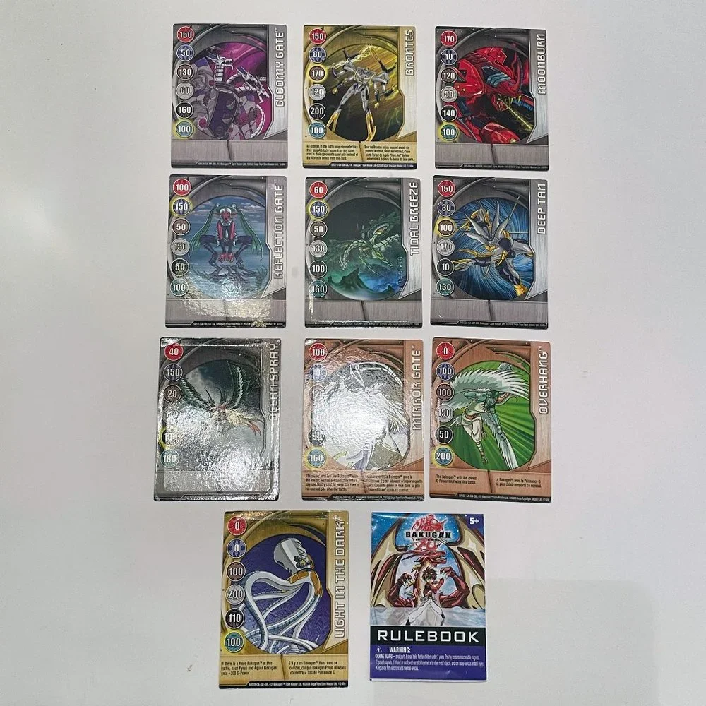 Bakugan Battle Brawlers Cards - 11 Regular & 10 Magnetic Cards with Rule Book